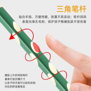 金万年(Genvana)文具洞洞笔铅笔12支 HB 三角杆彩杆易抓握书写铅笔 儿童矫姿铅笔 学生练字笔 G-2632-019-H