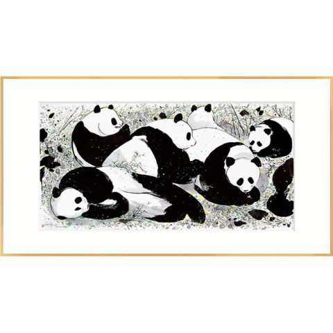 省560元】弘舍书画_弘舍吴冠中国宝大熊猫国画原作版画《大熊猫》成品