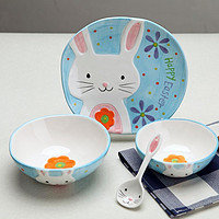 tujia 途家 日式卡通陶瓷餐具套装碗碟盘釉下彩饭碗儿童盘子碗餐具套装