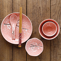 tujia 途家 日式摆台6件套装饭碗味碟筷菜盘子陶瓷餐具家用单人食碗碟盘