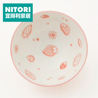 日本NITORI宜得利家居 日本进口陶瓷碗饭碗米饭碗家用 创意卡通碗 可爱风 美浓烧   儿童碗 草莓