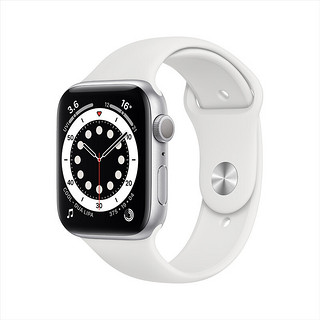 Apple Watch Series 6智能手表GPS款 44毫米银色铝金属表壳 白色运动型表带 M00D3CH/A