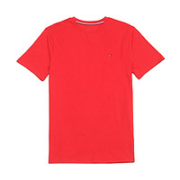 TOMMY HILFIGER经典休闲刺绣旗标修身圆领短袖男式T恤 S国际版偏大一码 红色