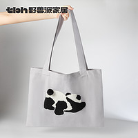 tbh 野兽派家居 帆布袋PANDA POMPOM熊猫系列手提袋全棉刺绣购物袋 熊猫嘭嘭 PANDA POMPOM 帆布袋