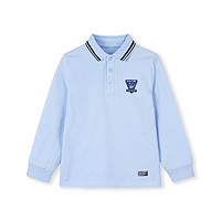 【开学季爆款】男童长袖T恤学院风POLO衫 160 冰晶蓝（洗后有缩水，建议拍大一码）
