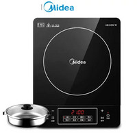 Midea 美的 电磁炉电池炉家用智能火锅灶大火力电磁灶爆炒大功率电磁炉赠汤锅 C21-Simple103曜石黑