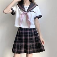 春日制服部 槐夏桜 jk制服 日本羊毛料 黑粉色格裙 42cm S