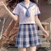 春日制服部 不落月 jk制服 蓝色格裙 42cm S