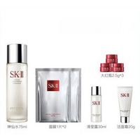 美护大赏：SK-II 神仙水护肤品套装 （神仙水75m+清莹露30ml+面膜2片加赠洁面霜20g+大红瓶2.5g*3）