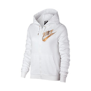 NIKE 耐克 SPORTSWEAR HOODIE FLEECE METALLIC 女子运动卫衣 938958-100 白色 S