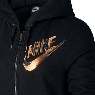 NIKE 耐克 SPORTSWEAR HOODIE FLEECE METALLIC 女子运动卫衣 938958-010 黑色 XXL