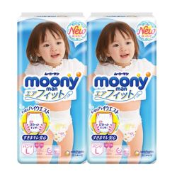 moony 婴儿纸尿裤 L 44片*2 女宝宝