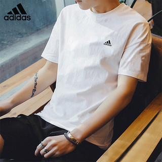 adidas阿迪达斯 夏天短袖男士运动速干服圆领T恤透气舒适修身上衣AZ4077 白色 M
