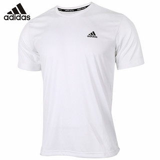 adidas阿迪达斯 夏天短袖男士运动速干服圆领T恤透气舒适修身上衣AZ4077 白色 M