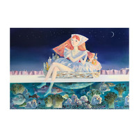 墨斗鱼 卜番限量数码微喷版画人物艺术品 客厅装饰画沙发背景墙壁画新中式轻奢挂画现代小清新简约餐厅 橘子味道少女 金色金属框