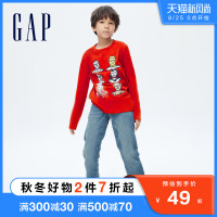 Gap 盖璞 男童纯棉印花长袖T恤749413 2021秋季新款童装洋气打底衫潮