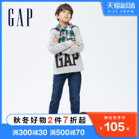 Gap 盖璞 男童LOGO碳素软磨抓绒卫衣739786 2021秋季新款童装宽松上衣