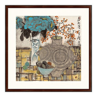 新中式现代花卉风景国画水墨画《春如旧》袁野卧室玄关客厅走廊画廊酒吧办公室沙发背景墙装饰画挂画 咖啡红 定制请联系客服