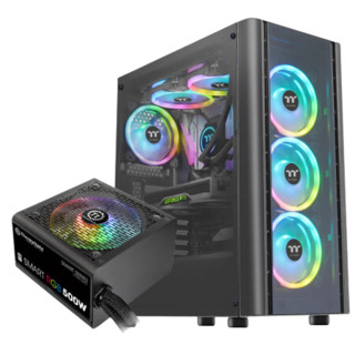 Thermaltake 曜越 V6 EATX机箱 半侧透 黑色+Smart RGB 500W白牌电源 套装