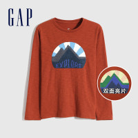 Gap 盖璞 男童双面亮片印花长袖T恤727615 2021秋季新款童装基础款上衣