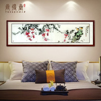 尚得堂 手绘国画 紫气东来 卧室床头挂画客厅装饰画沙发背景墙画餐厅壁画书房真迹茶室水墨画 沙比利实木框-直角原木色-发顺丰 定制尺寸请联系客服-发顺丰