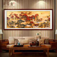 尚得堂 名家手绘国画山水画聚宝盆 客厅装饰画沙发背景墙旭日东升办公室挂画真迹字画 祥瑞聚福图 装裱218*118