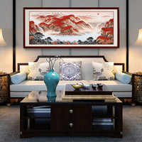 尚得堂 名家手绘国画山水画聚宝盆 客厅装饰画沙发背景墙旭日东升办公室挂画真迹字画 GSX-91193-鸿运当头 装裱278*118