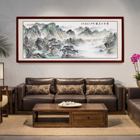 尚得堂 名家手绘国画山水画聚宝盆 客厅装饰画沙发背景墙旭日东升办公室挂画真迹字画 GSX-91253-富山春居图 装裱165*85