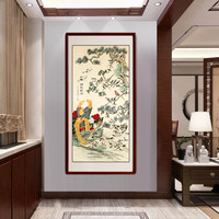 尚得堂 手绘国画中堂画百鸟朝凤壁画客厅沙发背景墙画乔迁玄关风水画装饰字画堂屋水墨挂画 沙比利实木框-直角黑色-发顺丰 定制尺寸请联系客服-发顺丰