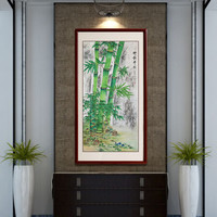 尚得堂 手绘国画工笔竹子画玄关客厅走廊壁画风水画挂画竹报平安装饰画 单购买画芯-赠凌绢软裱-无框发顺丰 定制尺寸请联系客服