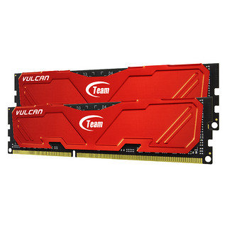 Team 十铨 火神系列 DDR3 1600MHz 台式机内存 马甲条 红色 16GB 8GB*2 TLD316G1600HC9DC01