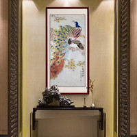尚得堂手绘国画玄关装饰画过道中式孔雀名家工笔画客厅壁画走廊挂画 单购买画芯-赠凌绢软裱-无框发顺丰 定制尺寸请联系客服-发顺丰