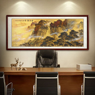 尚得堂手绘国画山水画客厅靠山图挂画办公室金玉满堂装饰画书房字画水墨画 沙比利实木框-直角黑色-发顺丰 定制尺寸请联系客服-发顺丰