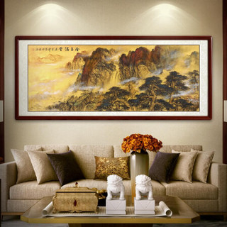 尚得堂手绘国画山水画客厅靠山图挂画办公室金玉满堂装饰画书房字画水墨画 沙比利实木框-直角黑色-发顺丰 定制尺寸请联系客服-发顺丰