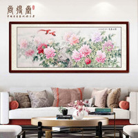 尚得堂名家手绘国画牡丹画客厅装饰画背景墙挂画富贵吉祥餐厅卧室工笔画花鸟 沙比利实木框-直角黑色-发顺丰 定制尺寸请联系客服