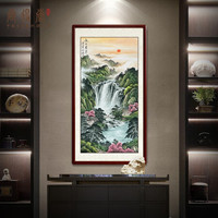 尚得堂手绘国画山水画玄关过道装饰壁画中式客厅旭日东升风水靠山挂画水墨画 单购买画芯-赠凌绢软裱-无框发顺丰 定制尺寸请联系客服