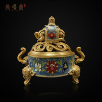 尚得堂 全铜摆件家居饰品客厅居室摆设景泰蓝纯手工创意工艺品 太平有象炉