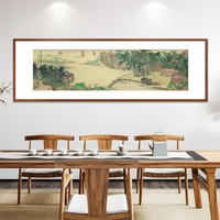 尚得堂 手绘新中式客厅装饰画沙发背景墙山水画办公室挂画书房茶室字画 携琴访友图 装框216*66