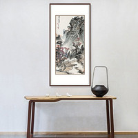 弘舍 新中式玄关装饰画山水画国画走廊挂画过道壁画 青山红叶 典雅紅褐 成品尺寸：高130*宽70cm