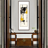 弘舍 中式玄关装饰画走廊挂画餐厅壁画 原作版画 齐白石 福禄双全 典雅紅褐 成品尺寸：高122*宽50cm