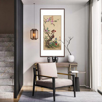 弘舍 新中式玄关装饰画过道挂画走廊竖版壁画国画 吉祥富贵图 典雅紅褐 成品尺寸：高110*宽60cm