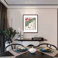 弘舍 新中式玄关装饰国画餐厅壁画卧室挂画 齐白石装饰画 可惜无声 典雅紅褐 成品尺寸 宽55*高73cm