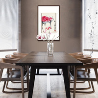 弘舍 新中式餐厅装饰画书房挂画国画玄关壁画原作版画  齐白石 樱桃图 典雅紅褐 成品尺寸 宽60*高85cm