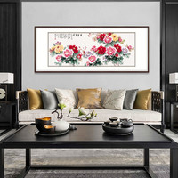 弘舍 新中式客厅装饰画挂画壁画国画牡丹 花开富贵 《田园柚木》 成品尺寸 宽210*高90cm 成品