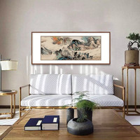 弘舍 新中式客厅装饰画山水画风水靠山壁画办公室挂画国画字画  云岭飞泉 田园柚木 成品尺寸 宽210*高90cm