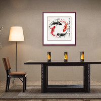弘舍 新中式玄关装饰画餐厅挂画走廊壁画字画国画 雅致胡桃《圆满有余》B款 成品尺寸 宽70*高70cm