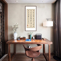 弘舍 新中式玄关装饰画走廊挂画书房壁画字画书法康熙行书 枫桥夜泊 田园柚木 成品尺寸 高145*宽70cm