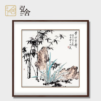 弘舍 现代中式玄关装饰画餐厅挂画书房国画手绘真迹兰花 气若幽兰 雅致胡桃  群仙贺寿 成品尺寸 宽90*高90cm