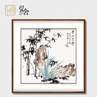 弘舍 现代中式玄关装饰画餐厅挂画书房国画手绘真迹兰花 气若幽兰 田园柚木  群仙贺寿 成品尺寸 宽90*高90cm