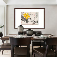弘舍 中式餐厅装饰画书房挂画过道壁画玄关挂画原作版画 枇杷图 雅致胡桃 成品尺寸 宽75*高53cm